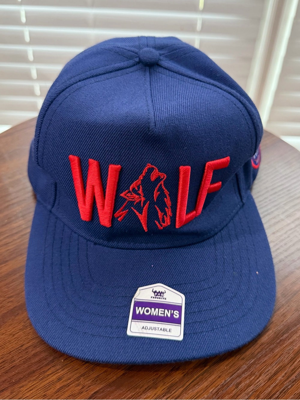 Women’s Navy 'WOLF' Embroidered Snapback Hat